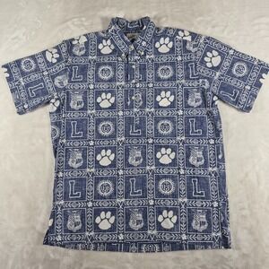 Reyn Spooner Hawaiian Popover Shirt Men's Medium Blue Loyola High School Casual